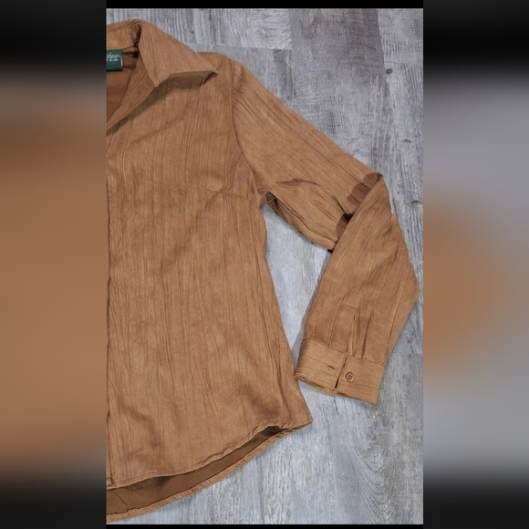 Lemon Grass Studio Women's Large Buttondown Light Brown Suede Texture - Picture 5 of 10